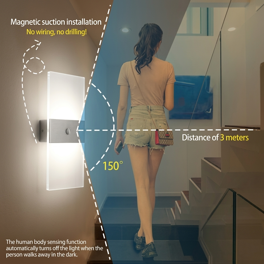 Indoor Sensor USB Charging Wall Lamp